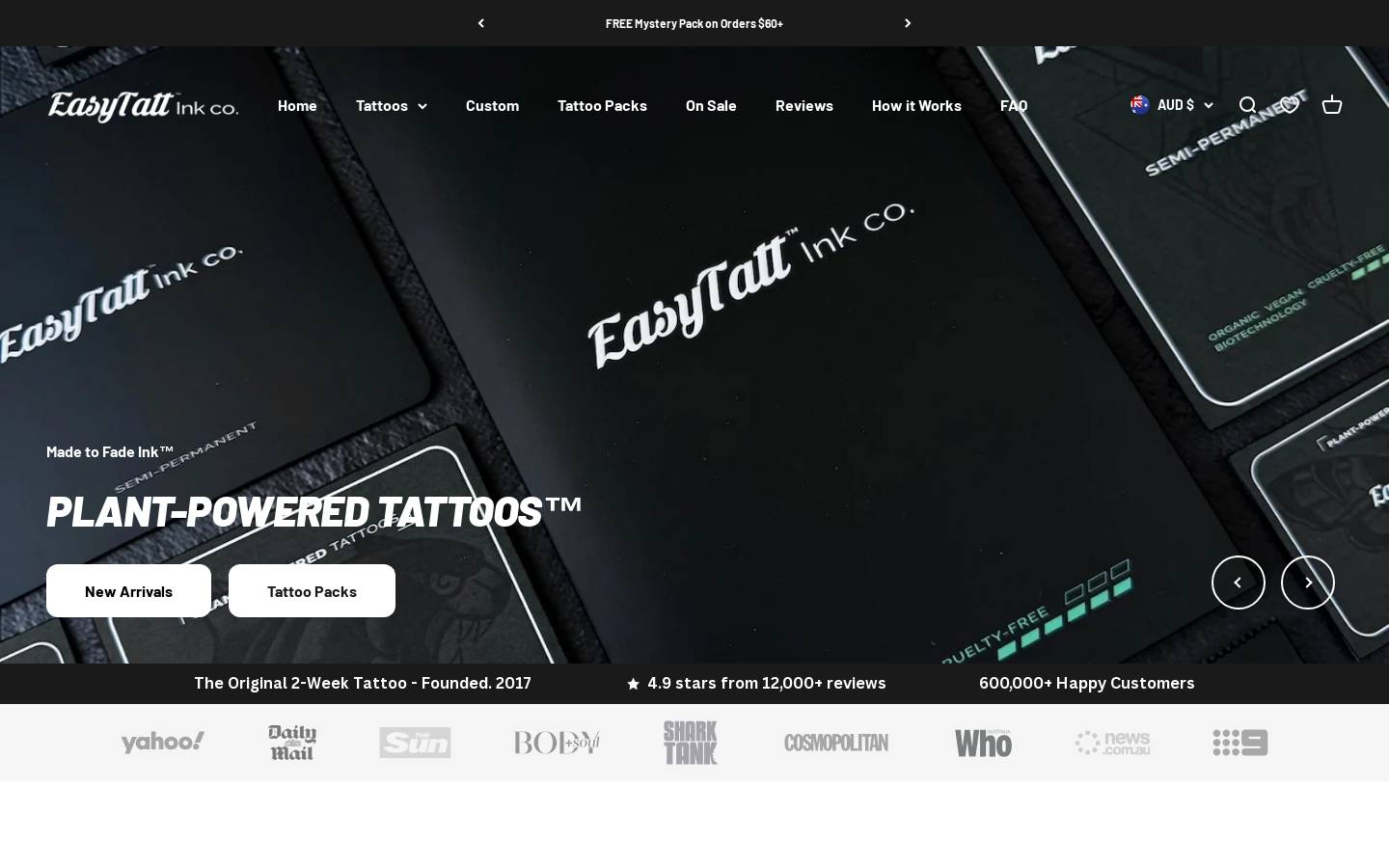 EasyTatt™ Ink co. homepage screenshot