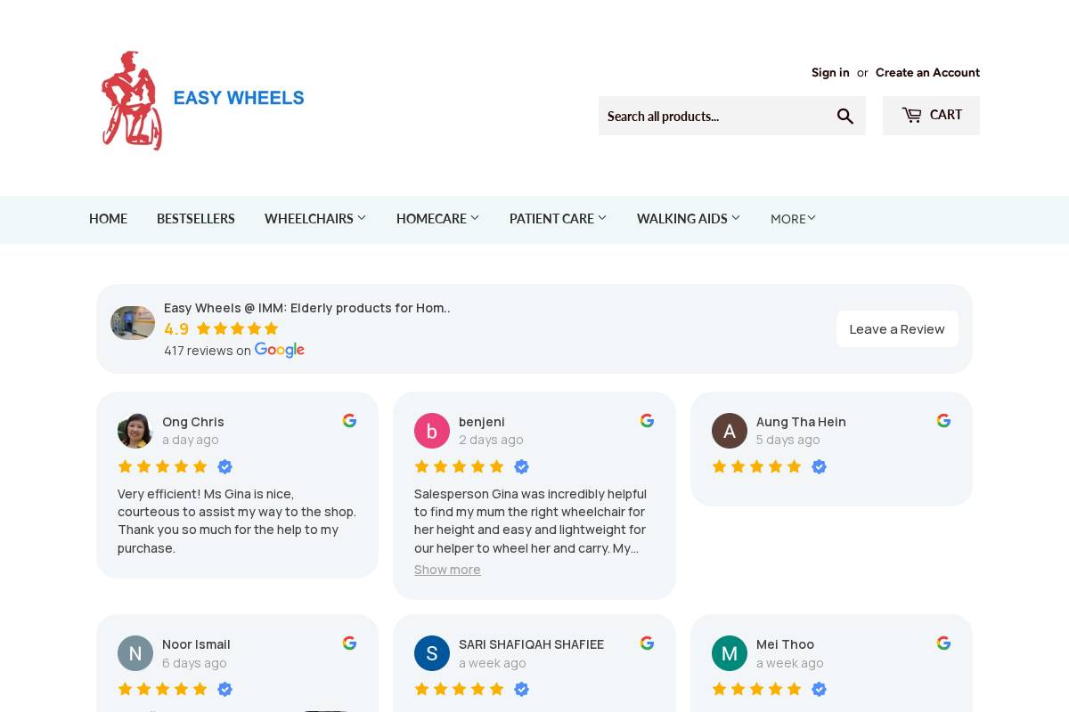 easywheels.com.sg homepage screenshot