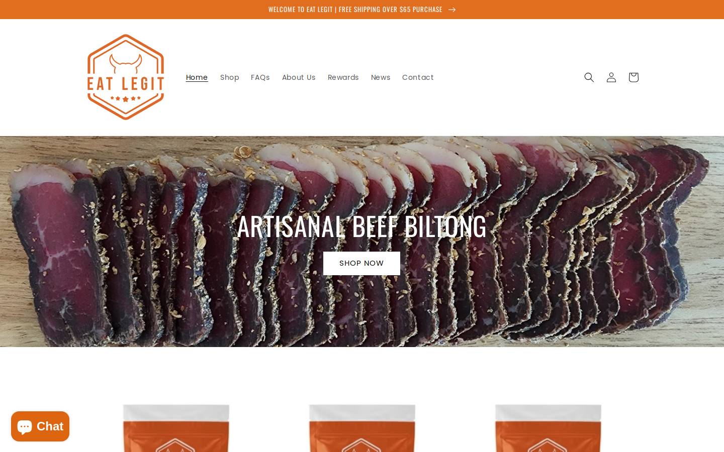 eat-legit.com homepage screenshot