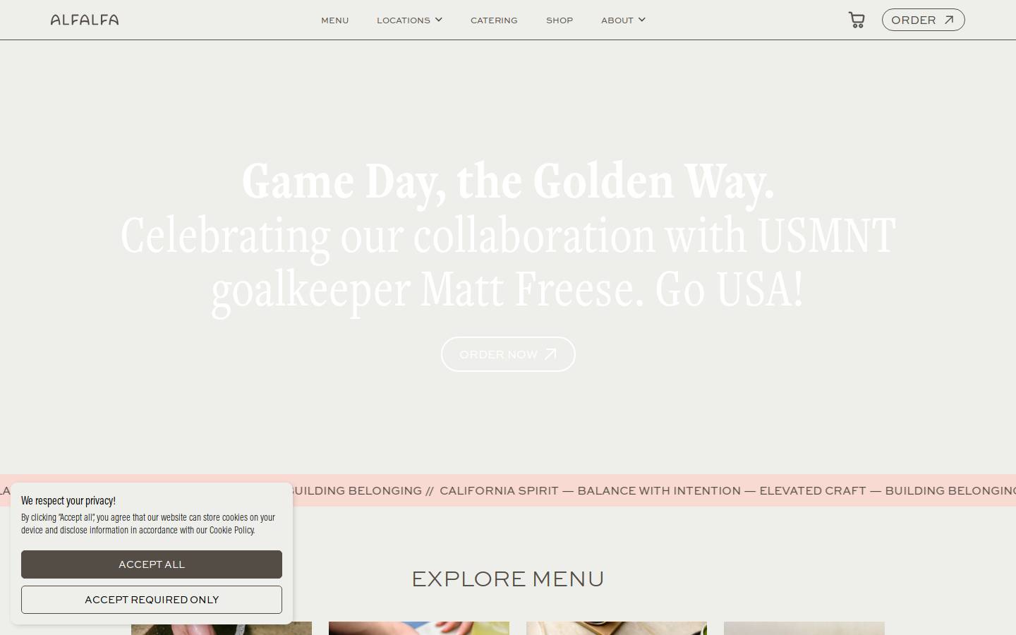 eatalfalfa.com homepage screenshot