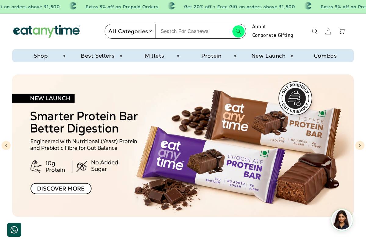 eatanytime.in homepage screenshot