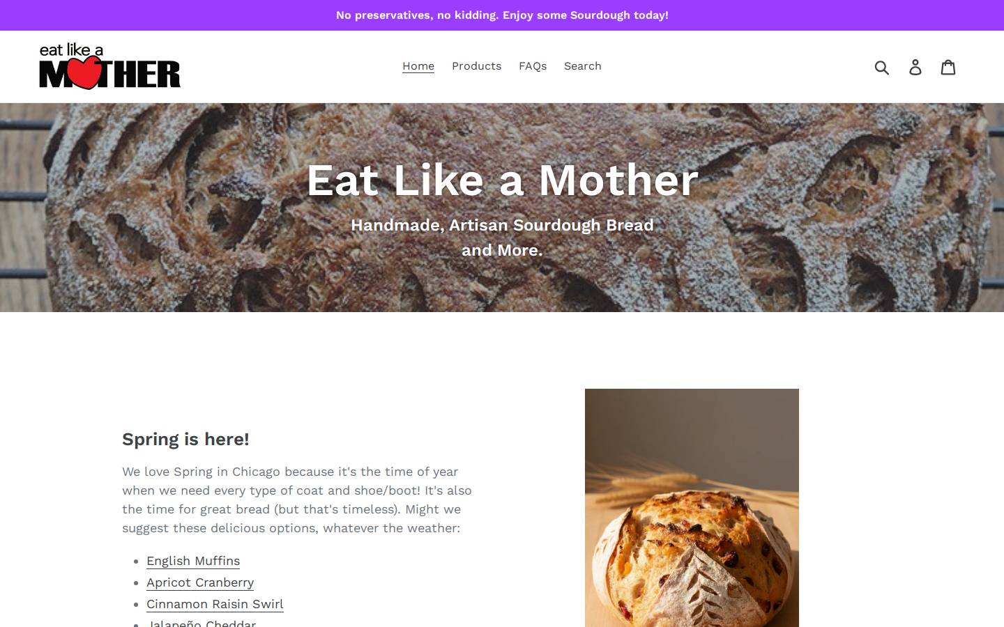 eatlikeamother.com homepage screenshot