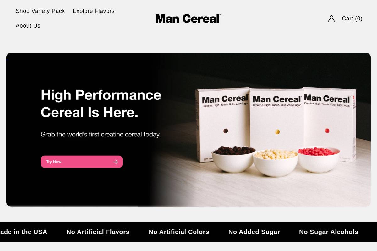 Eatmancereal homepage screenshot
