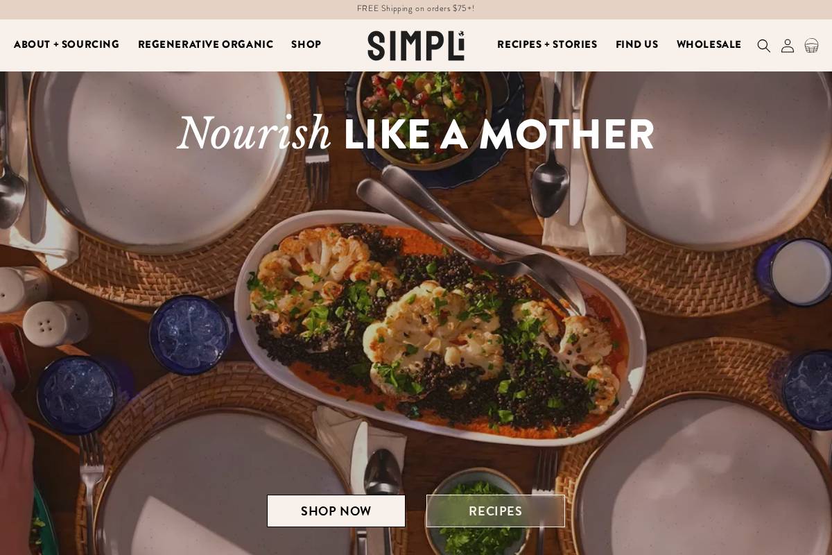 eatsimpli.com homepage screenshot