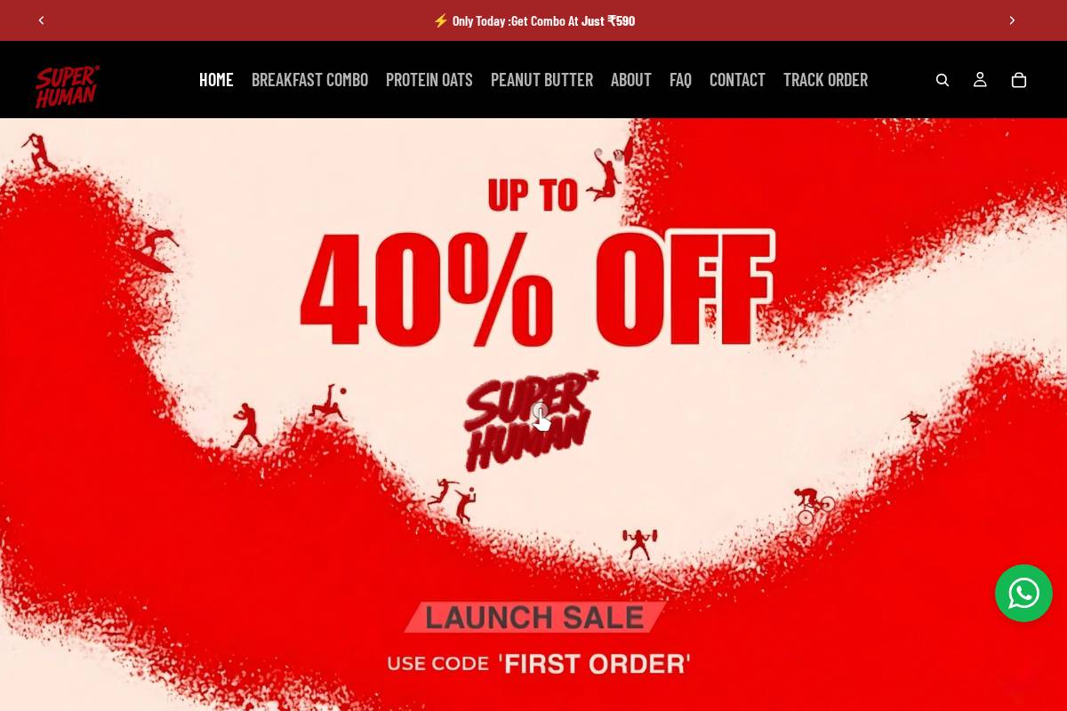 eatsuperhuman.com homepage screenshot
