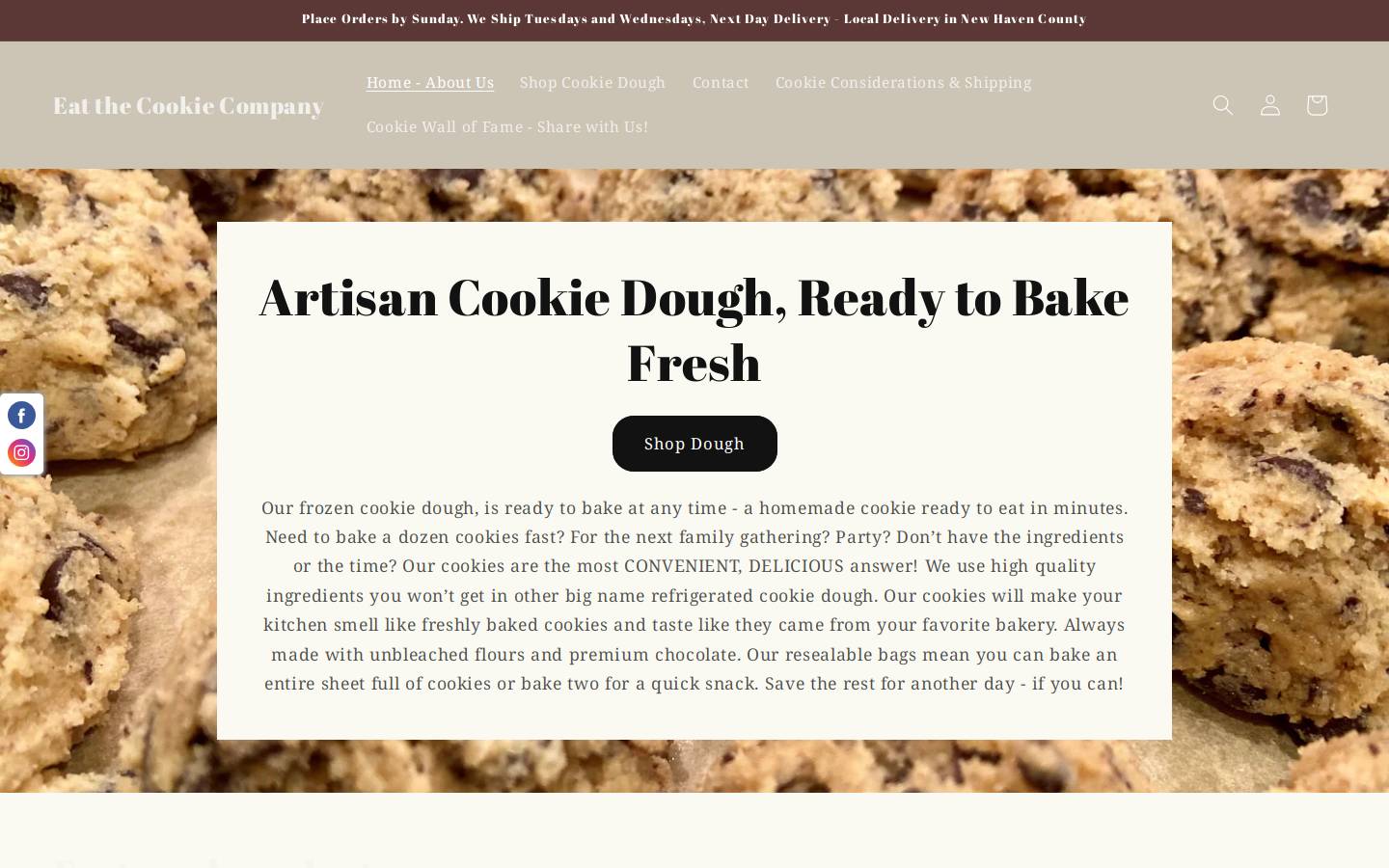 eatthecookiecompany.com homepage screenshot