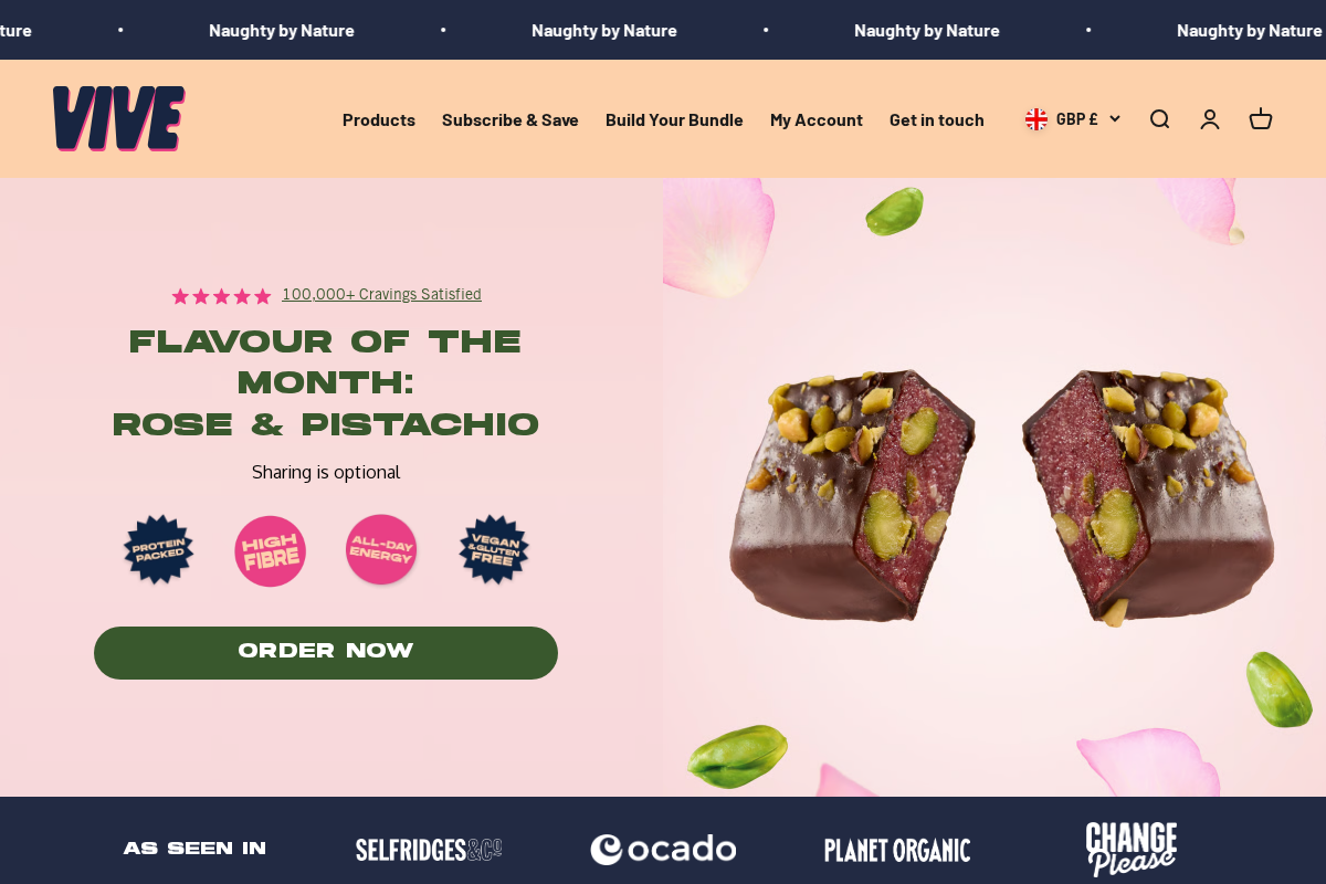 Vive UK homepage screenshot