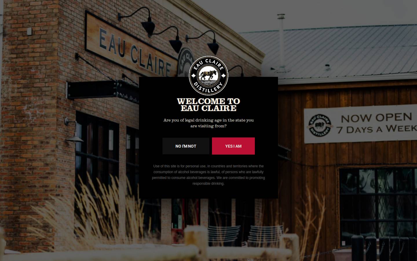 eauclairedistillery.com homepage screenshot