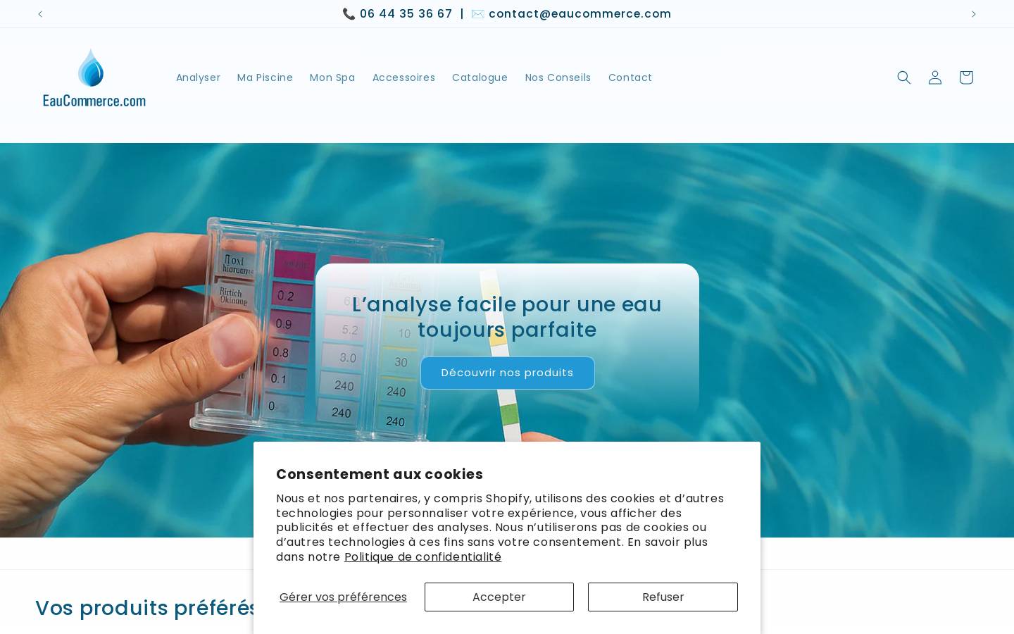eaucommerce.com homepage screenshot
