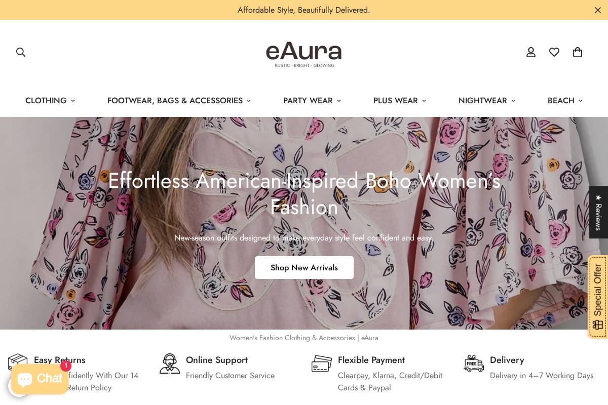eaura.co.uk homepage screenshot