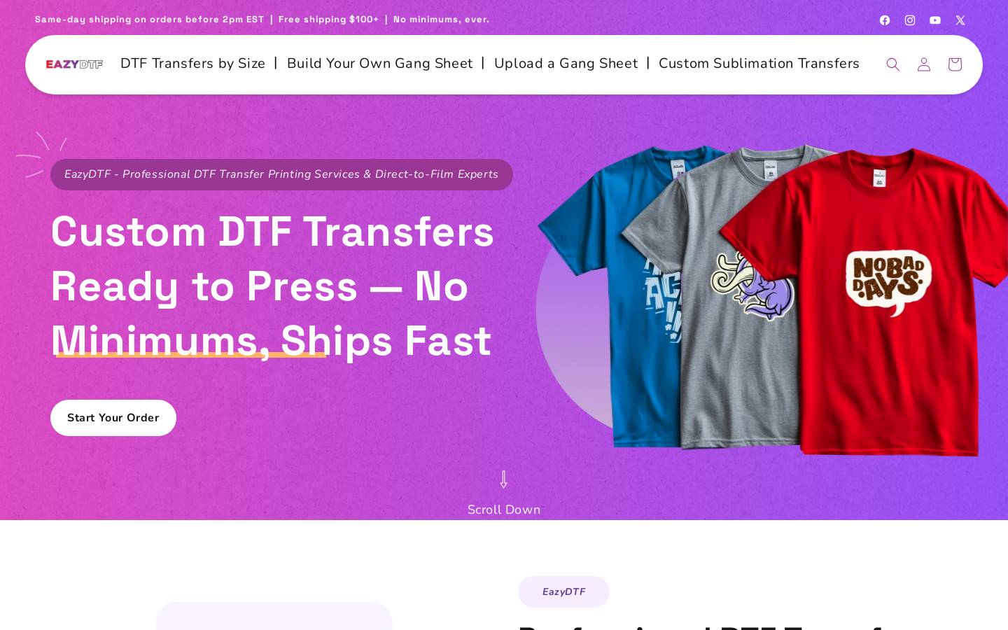 eazydtf.com homepage screenshot