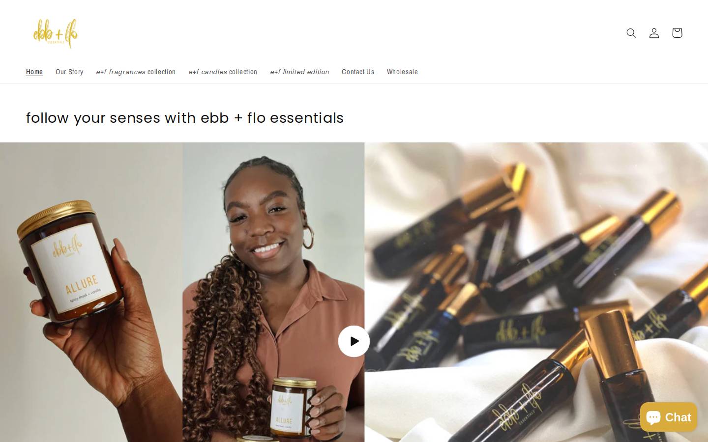 ebbandfloessentials.com homepage screenshot