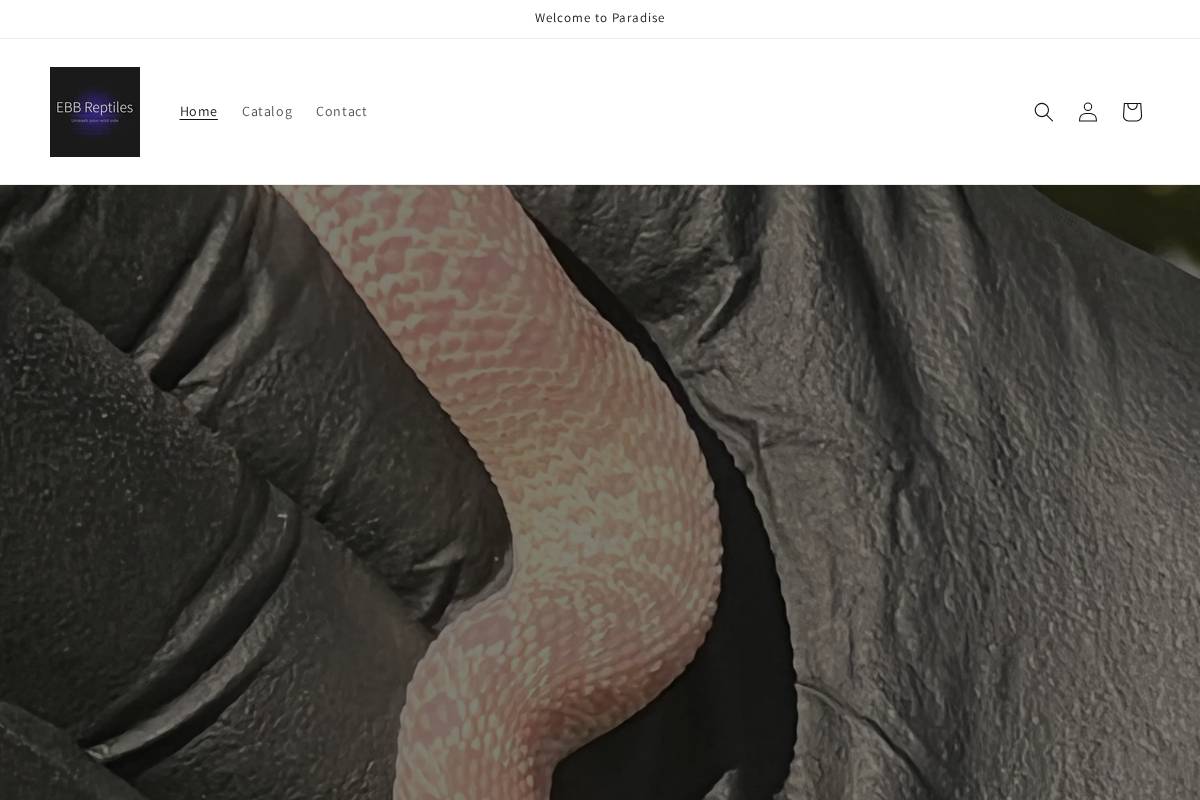 ebbreptiles.com homepage screenshot