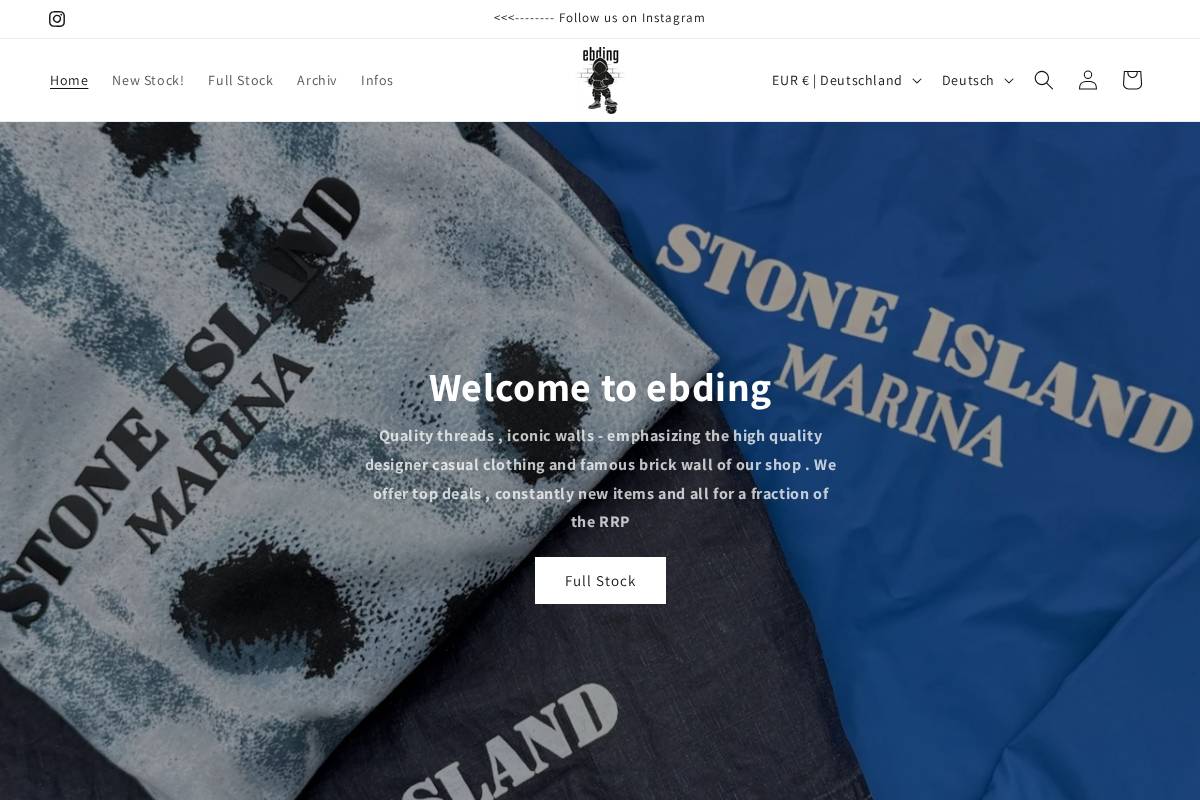 Ebding homepage screenshot