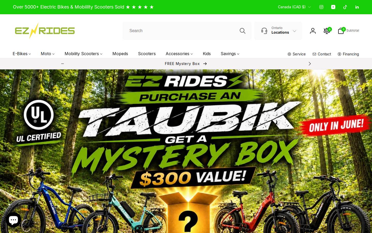 ebikescanada.ca homepage screenshot