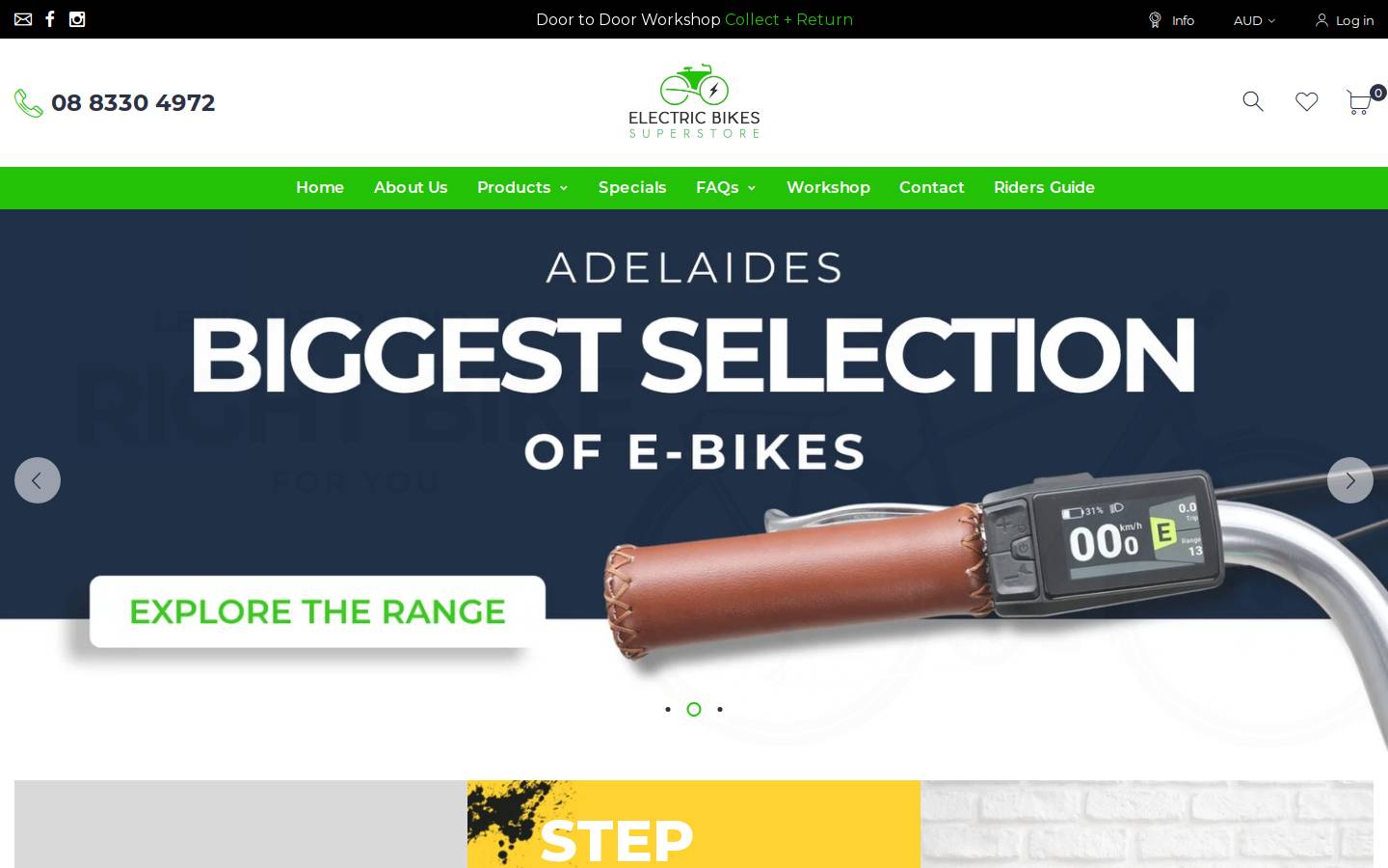 ebikessuperstore.com.au homepage screenshot