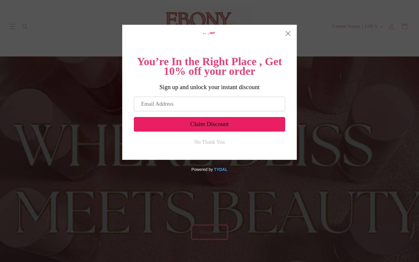 ebonybliss.co homepage screenshot