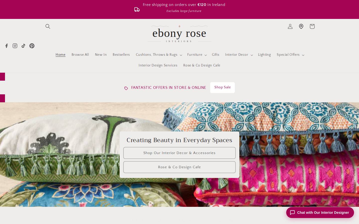 Ebonyrose Interiors homepage screenshot