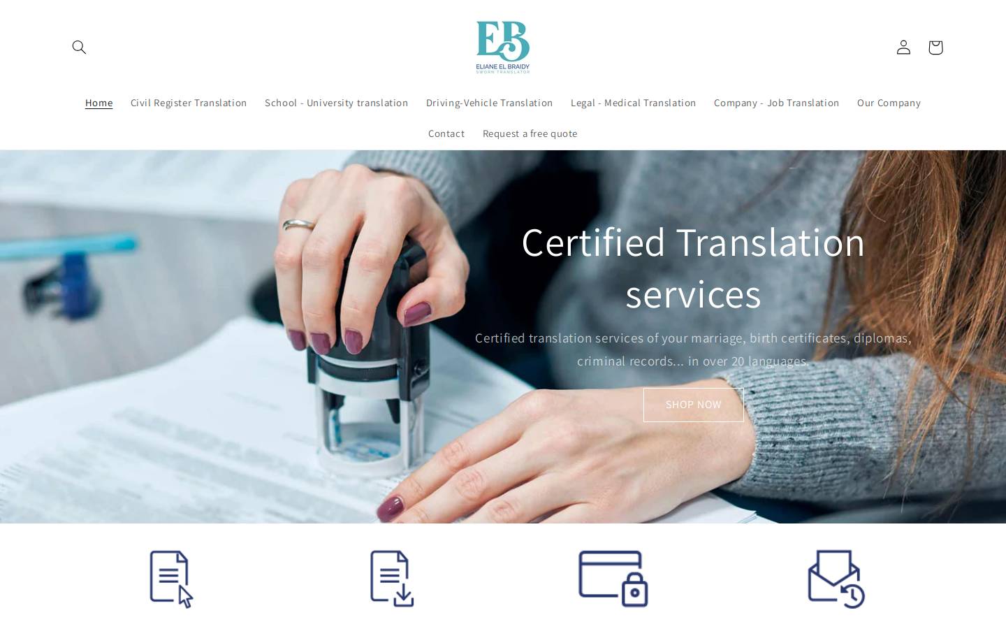 ebtranslation.com homepage screenshot