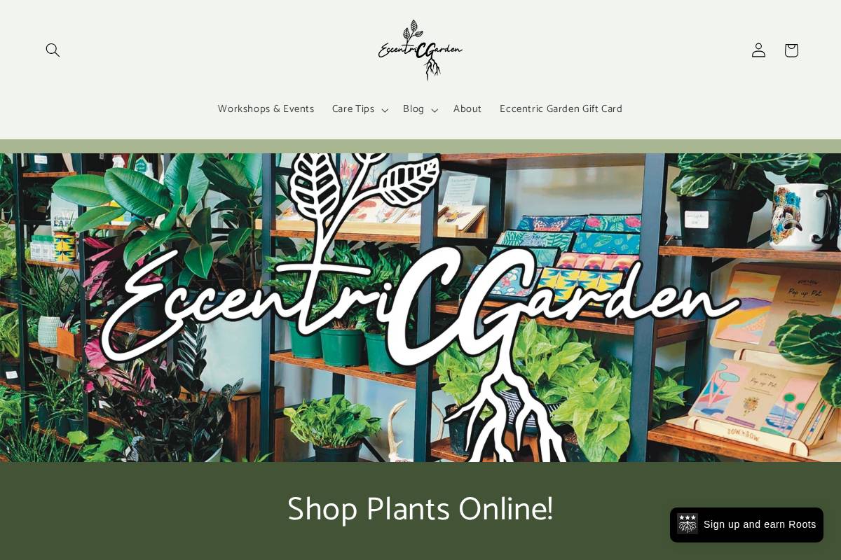 eccentricgarden.com homepage screenshot