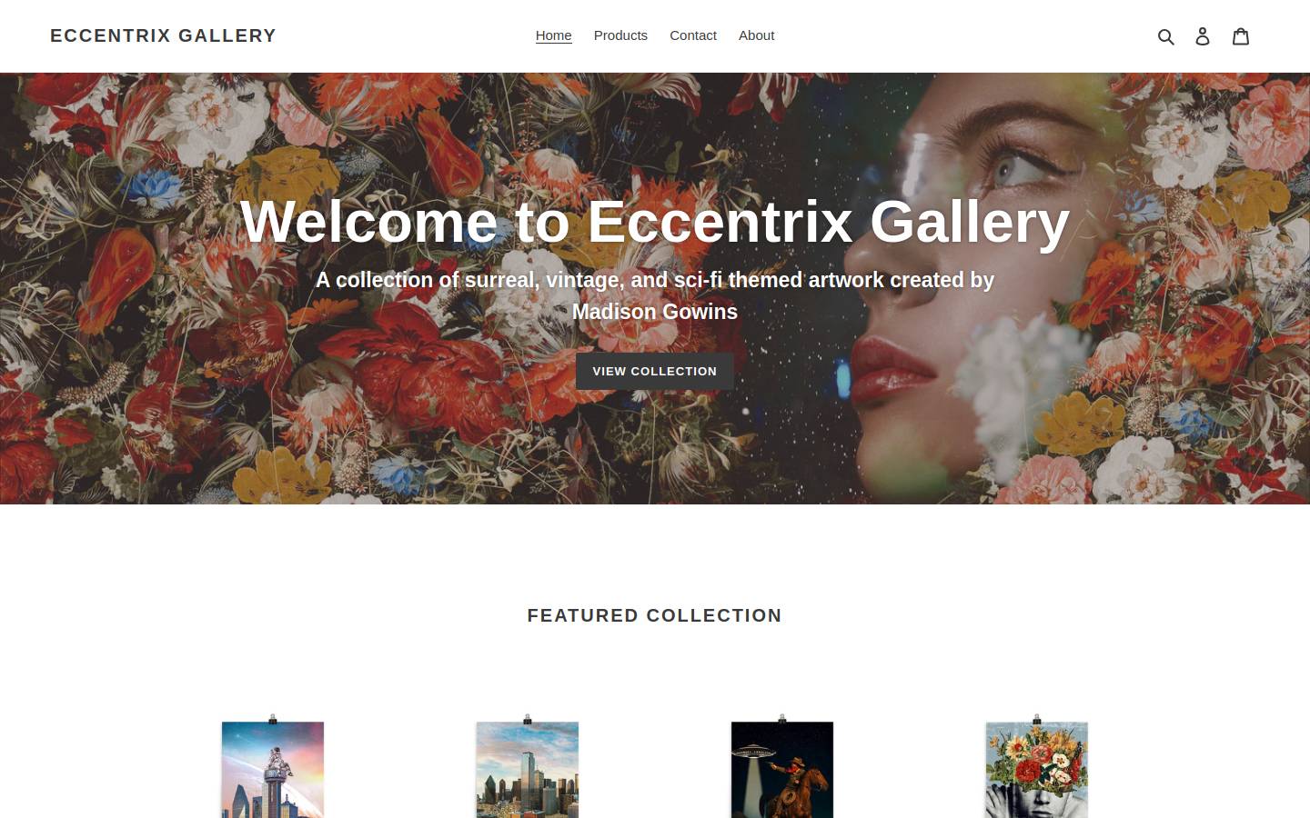 eccentrixgallery.com homepage screenshot