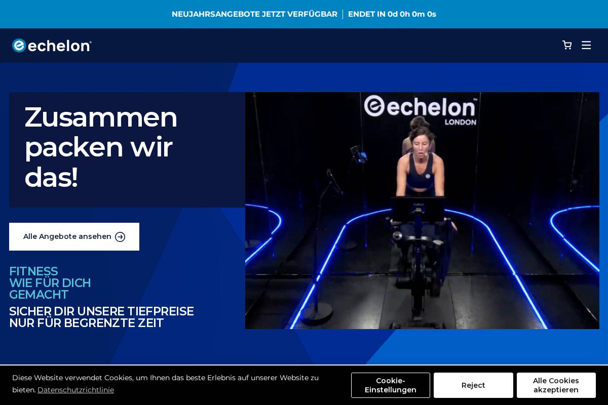 Echelon Fitness homepage screenshot