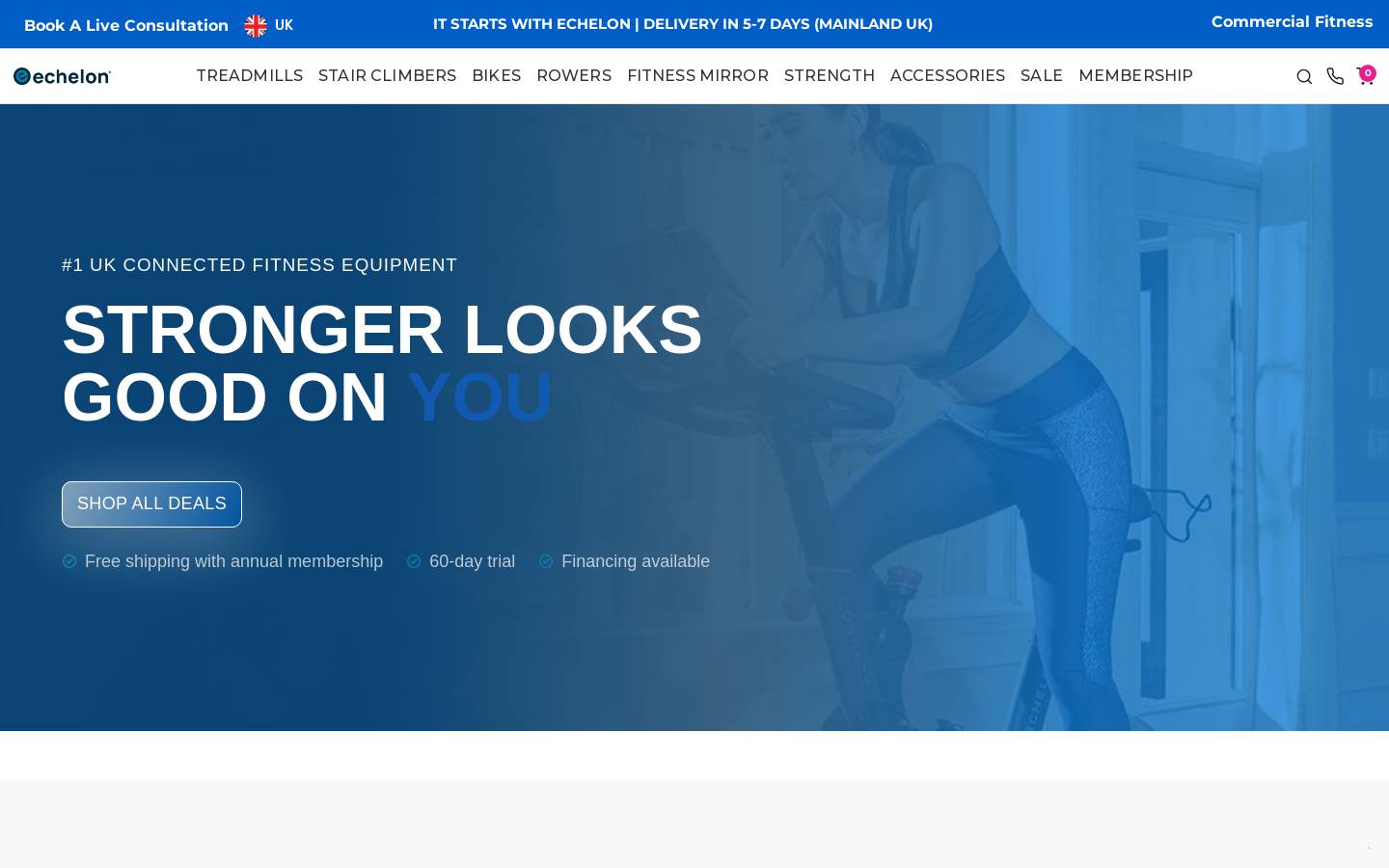 Echelon Fitness UK homepage screenshot