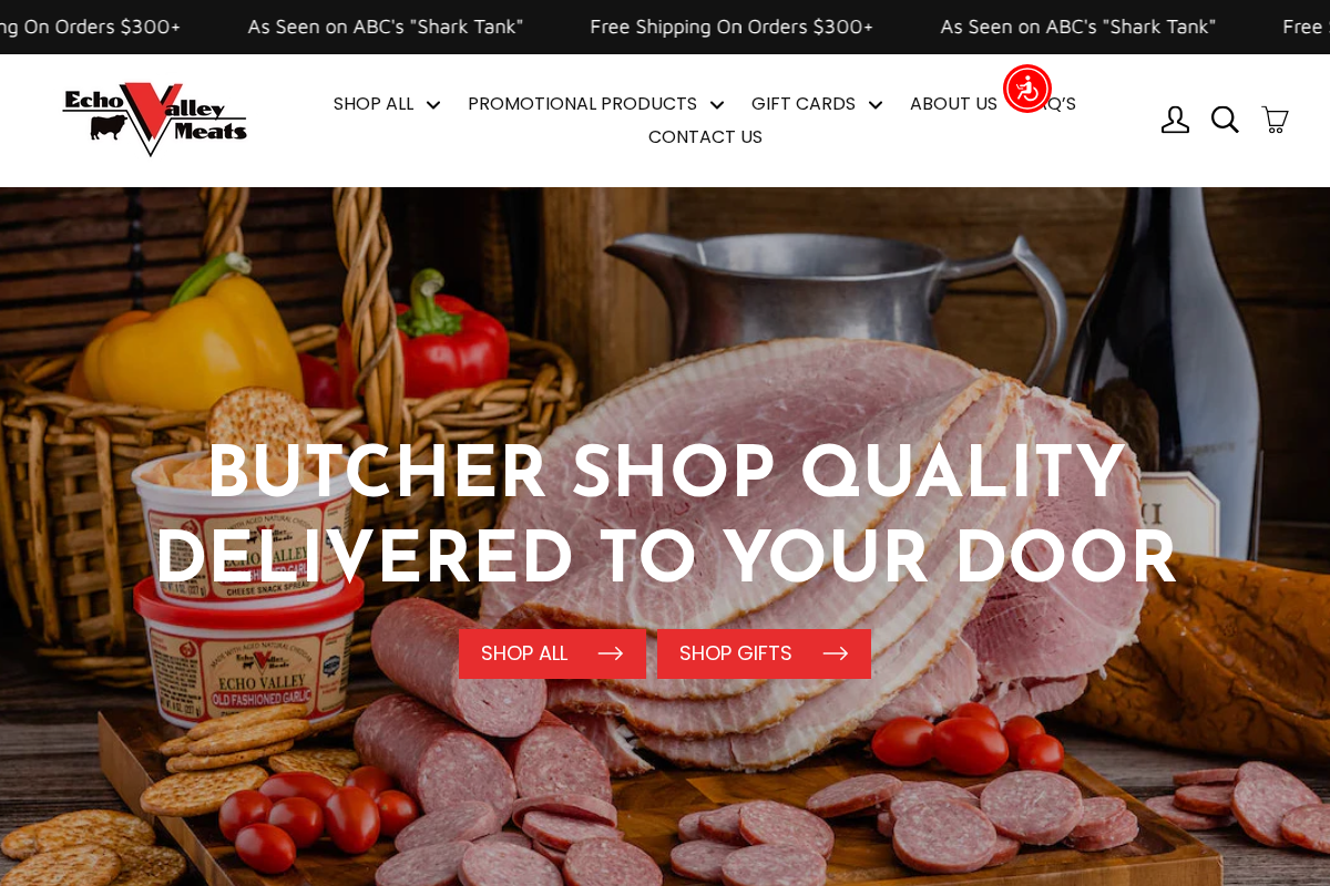 Echo Valley Meats homepage screenshot
