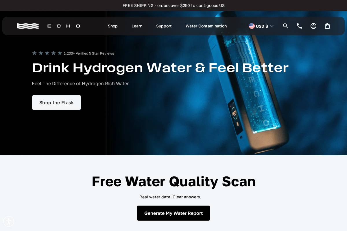 Echowater homepage screenshot