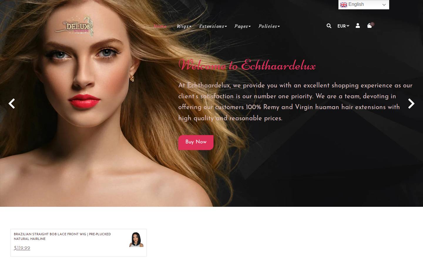 echthaardelux.de homepage screenshot