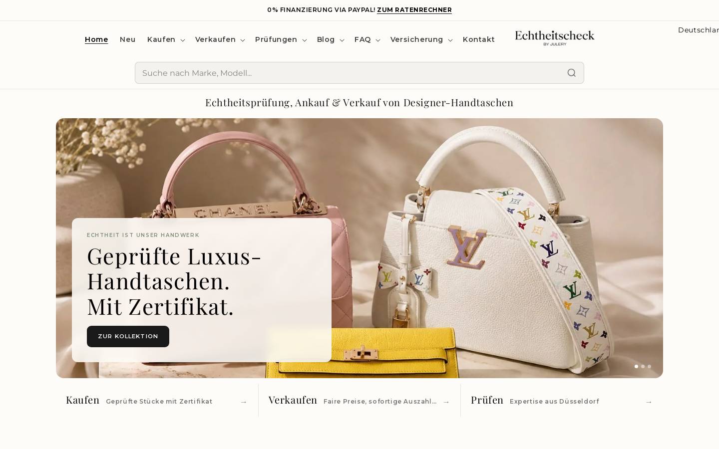 Echtheitscheck homepage screenshot