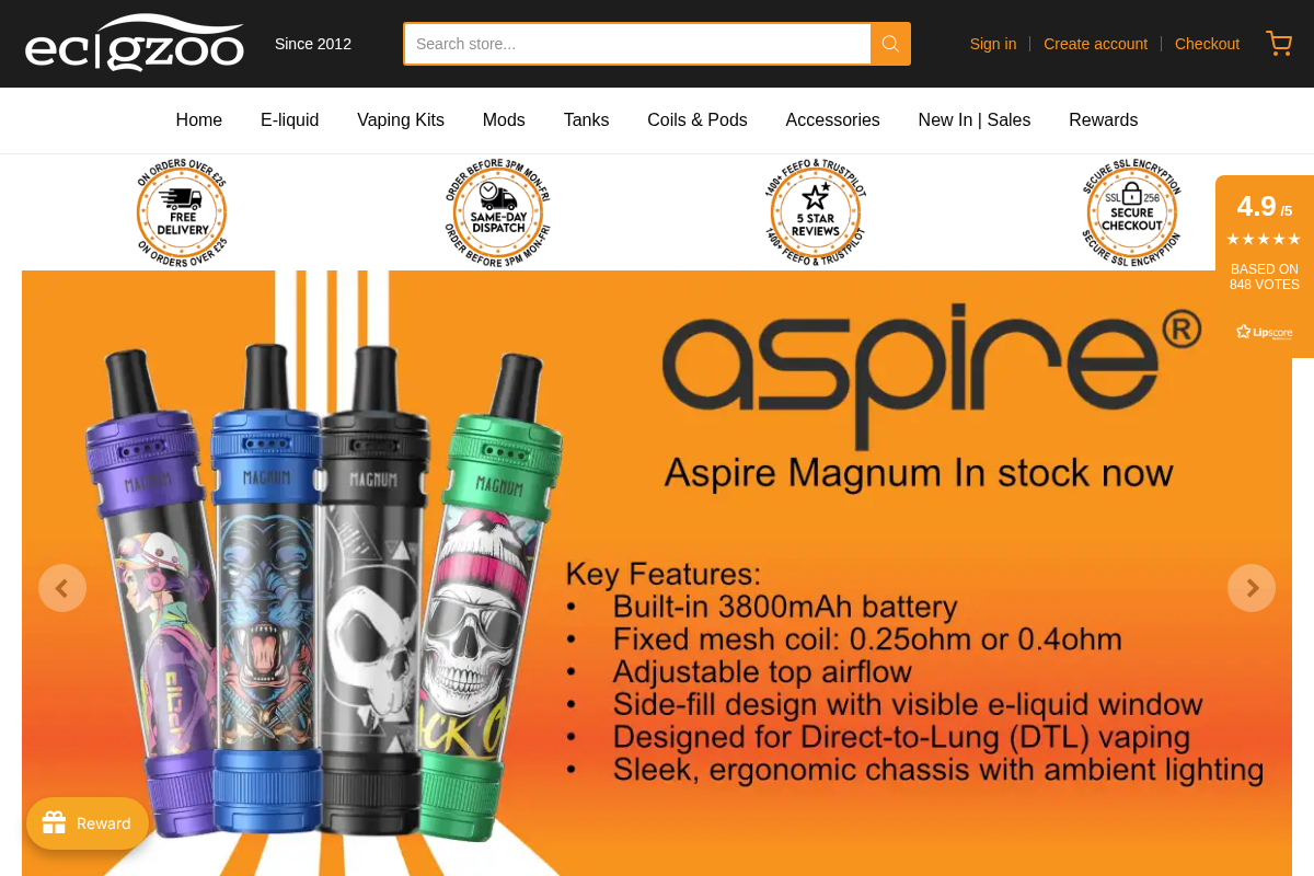EcigZoo homepage screenshot