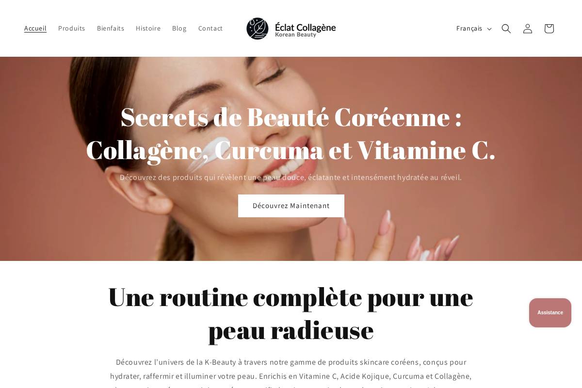 Eclat Collagene homepage screenshot