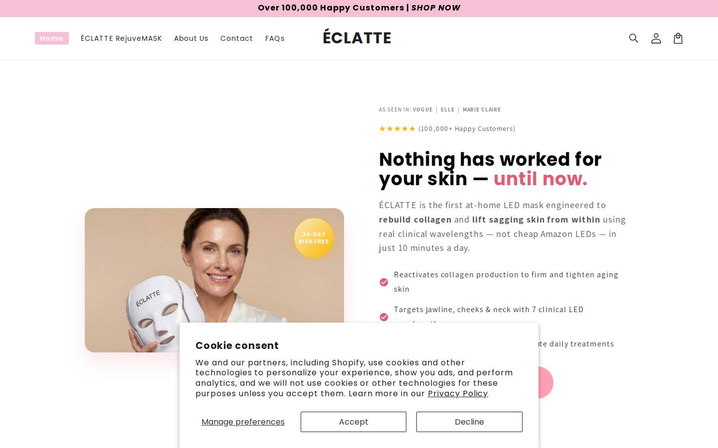 eclatte-shop.com homepage screenshot