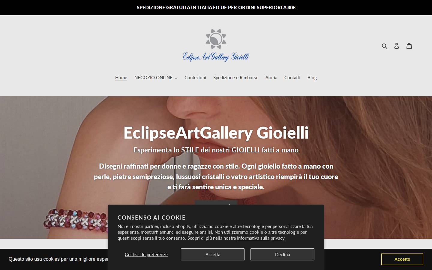 eclipseartgallerygioielli.com homepage screenshot