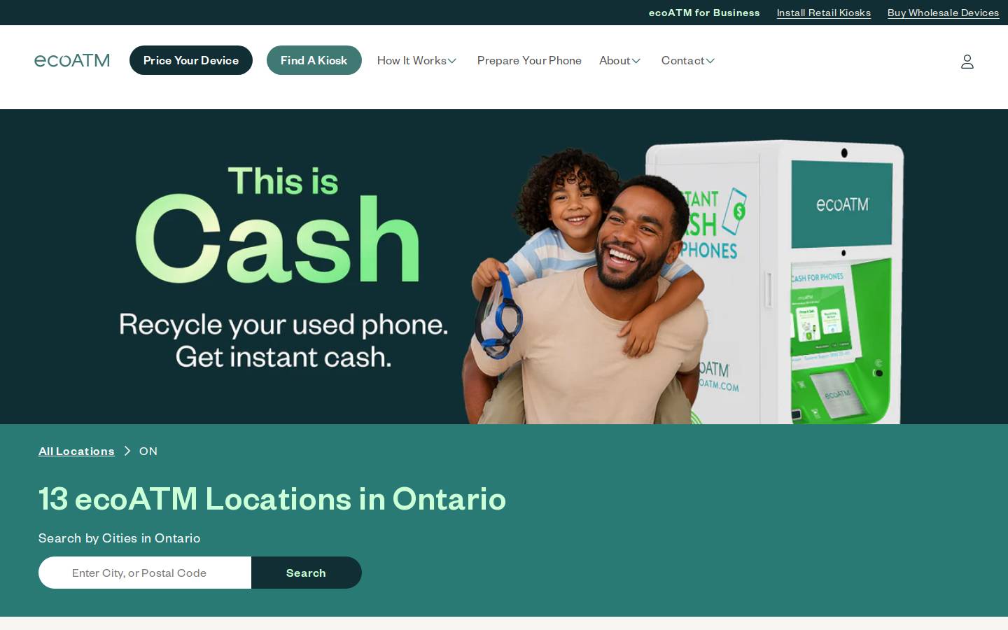 ecoATM homepage screenshot