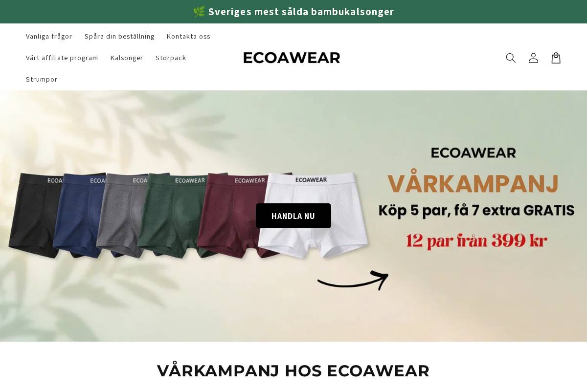 ECOAWEAR homepage screenshot
