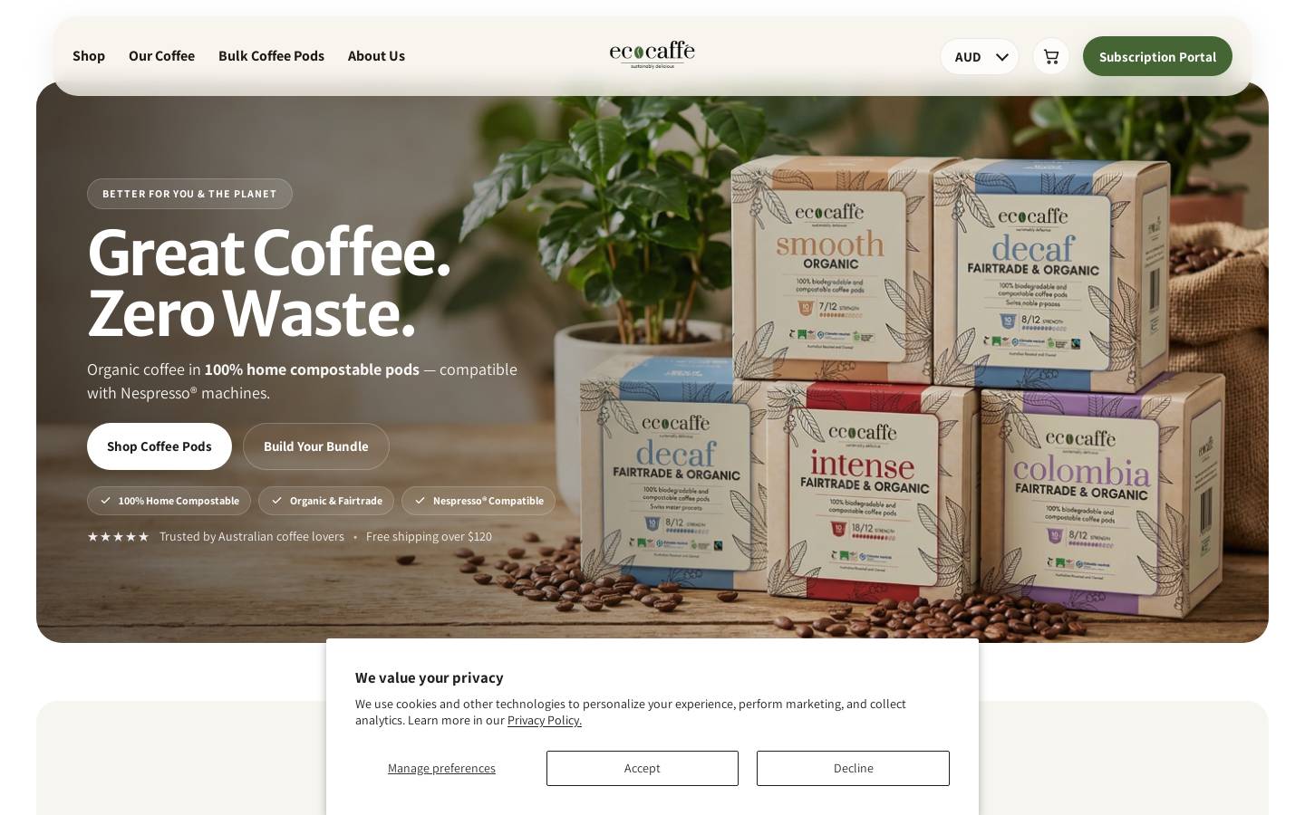 EcoCaffè homepage screenshot