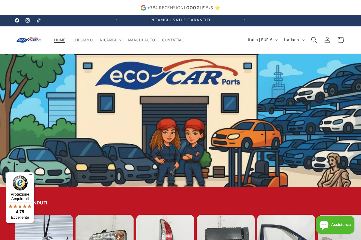 ECOCAR Parts homepage screenshot