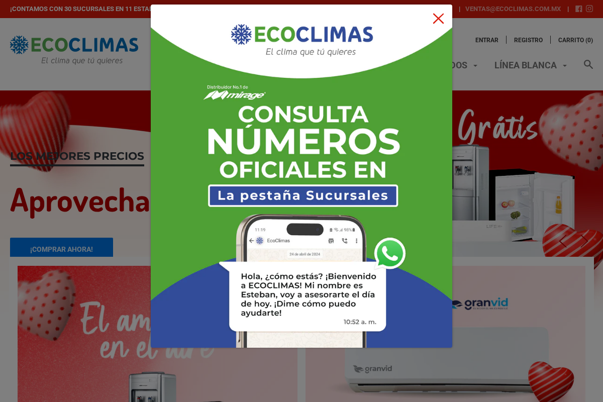 Ecoclimas homepage screenshot
