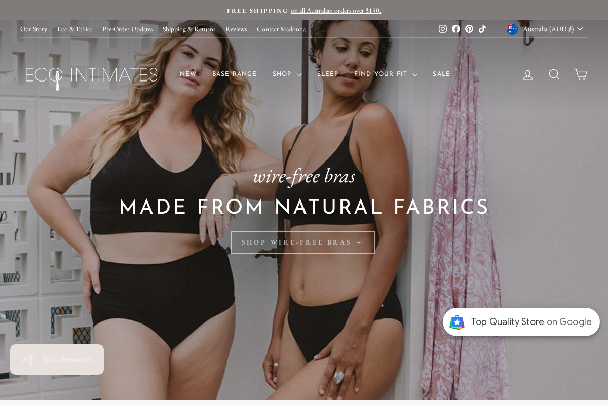 Eco Intimates homepage screenshot