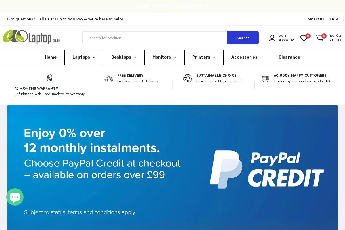 Ecolaptop homepage screenshot