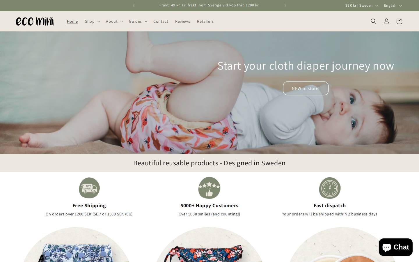 ecomini.se homepage screenshot