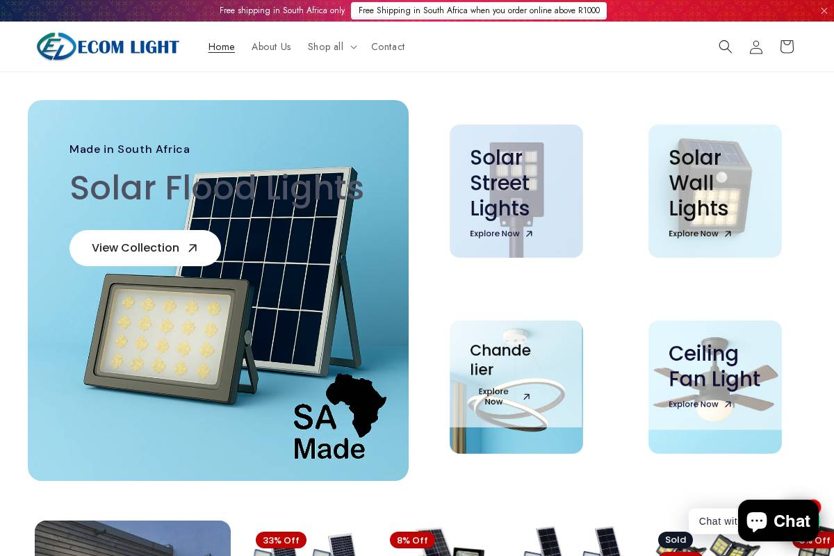 ecomlight.co.za homepage screenshot