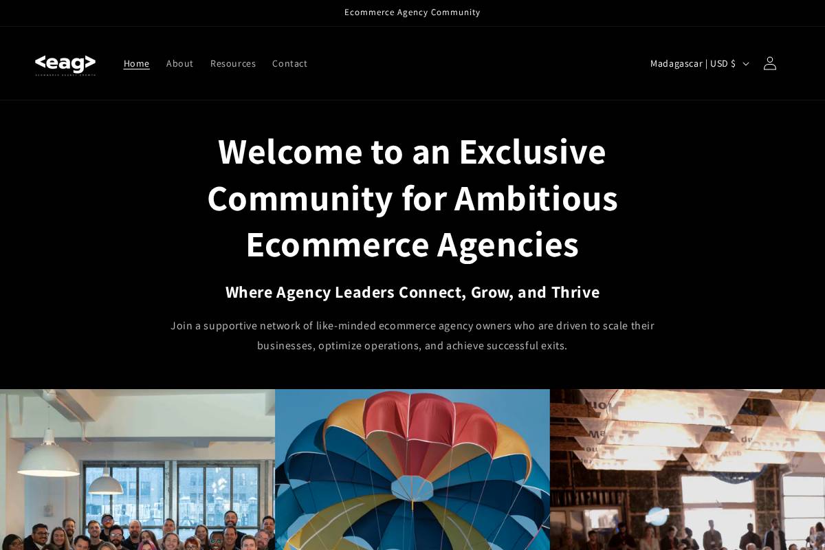 EAG homepage screenshot