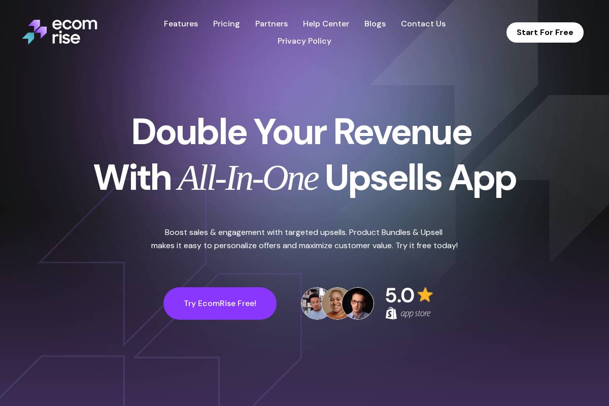 ecomrise.io homepage screenshot