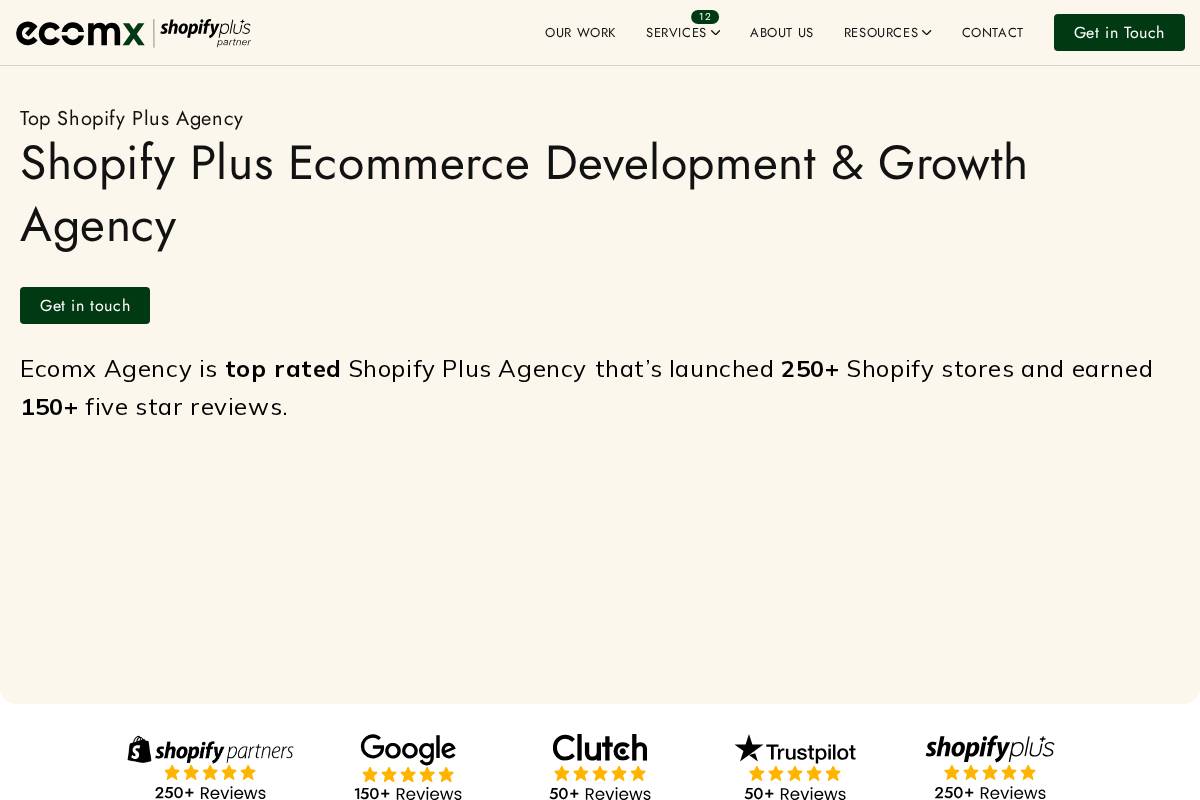 ecomxagency.com homepage screenshot