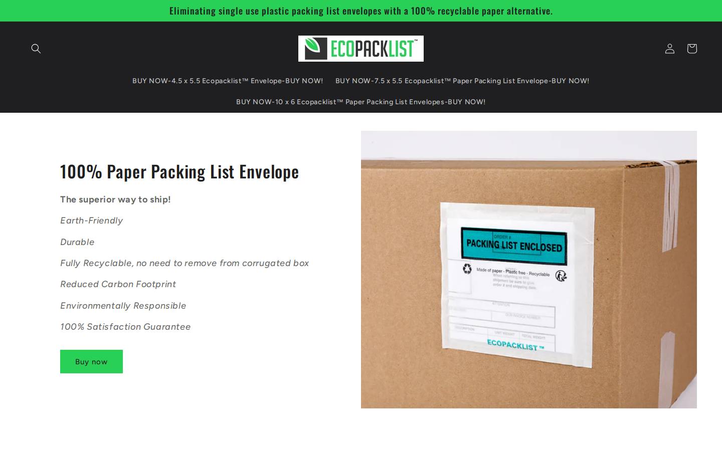 ecopacklist.com homepage screenshot