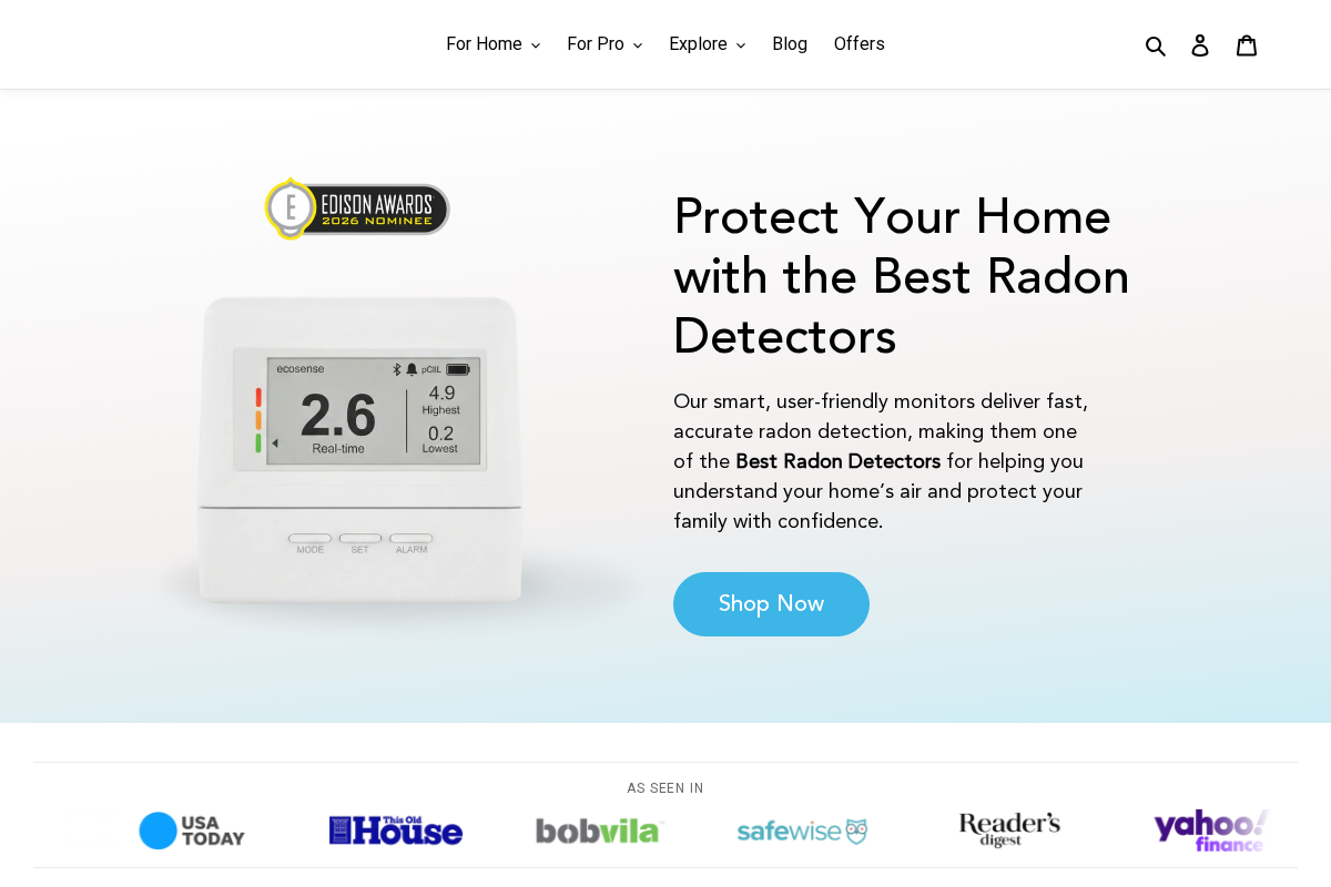 Ecosense homepage screenshot