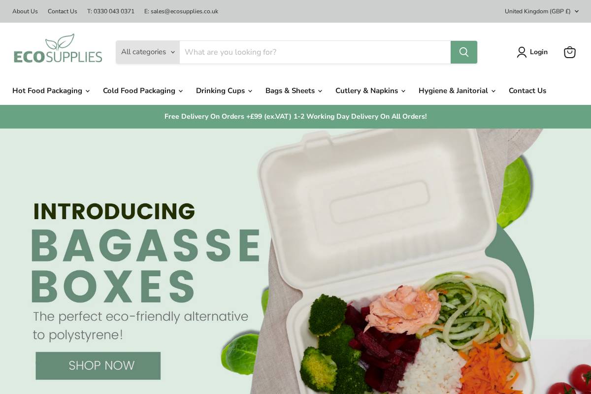 TBH Packaging homepage screenshot